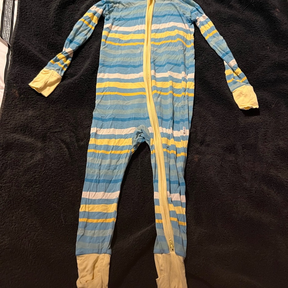 Little Sleepies Blue and Yellow Striped Footie